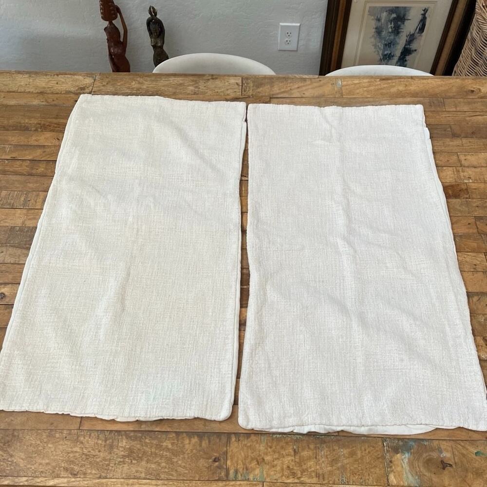 Crate & Barrel Lindstrom Ivory Textured Linen Cotton Pillow Sham King 20” X 36”